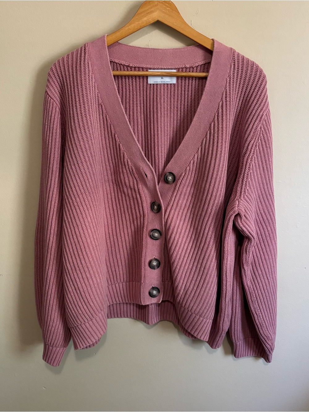 Old Navy Mauve Pink Ribbed Knit Oversized Button Front Cardigan XL